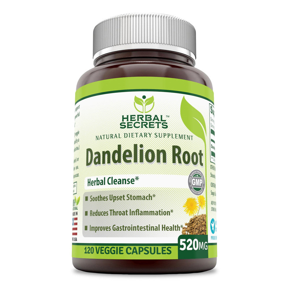 Herbal Secrets Dandelion Root 520 Mg Veggie Capsules, 120 Ea